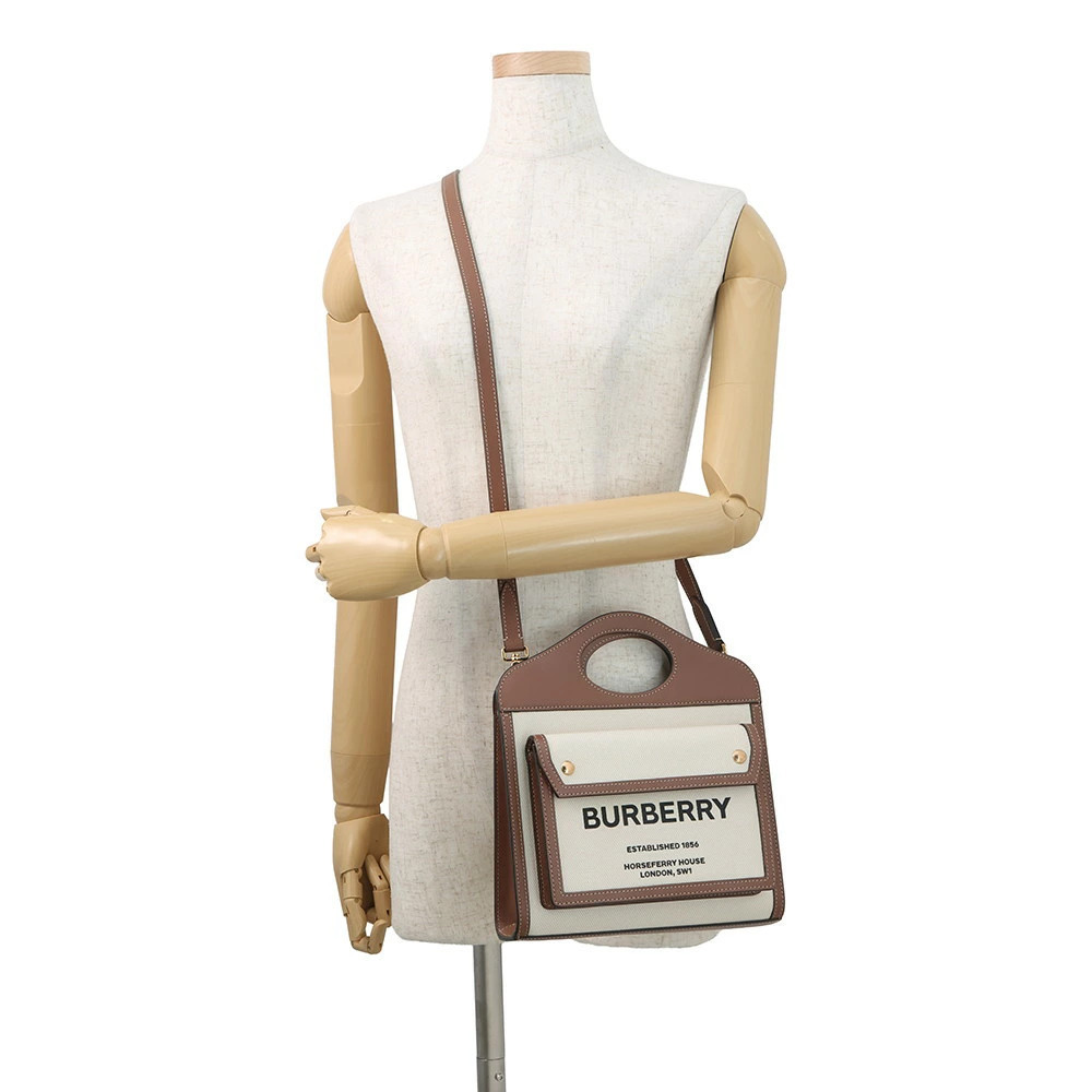 Burberry Handbag Pocket Bag Canvas Leather - Picture 5 of 12